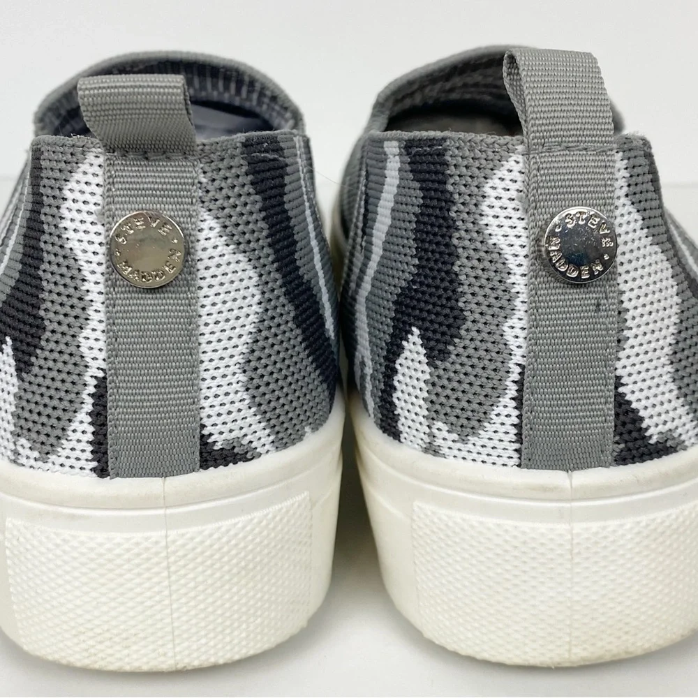 Steve Madden Size 7.5 Maygee Gray Camo‎ Platform Slip On Sneakers